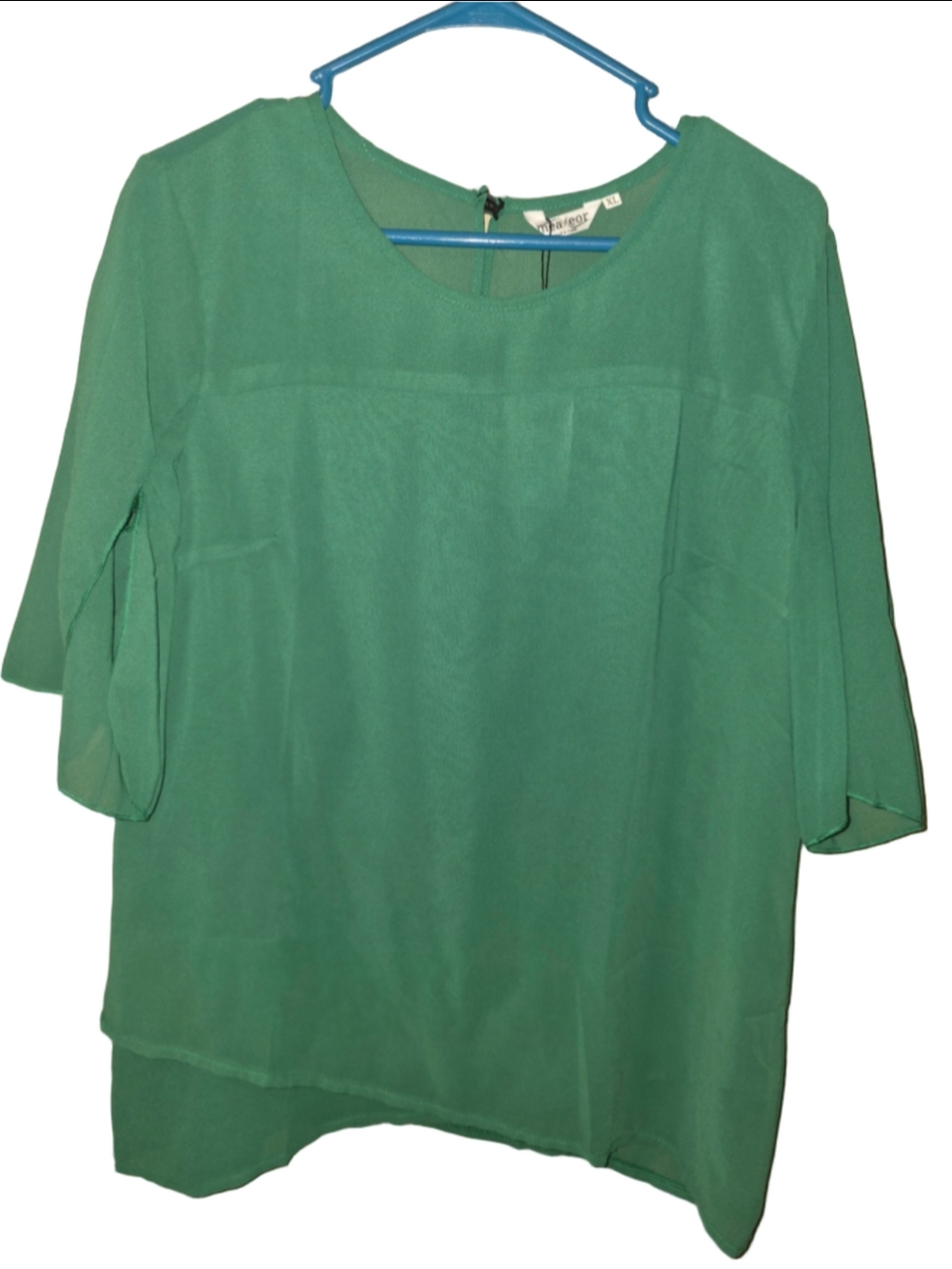 Women's Meaneor Green Blouse XL new festive holiday Christmas chic officewear
